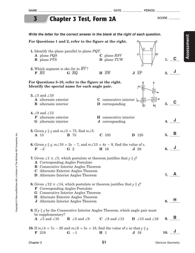 geometry test chapter 5 answers