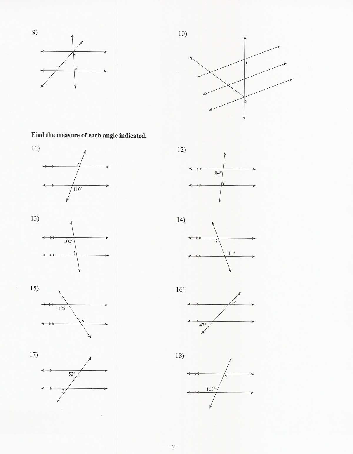 geometry unit 3 parallel and perpendicular lines test answer key