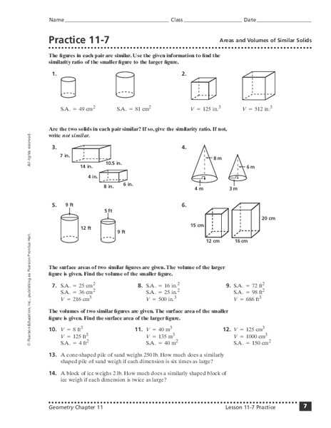 geometry volume test answers
