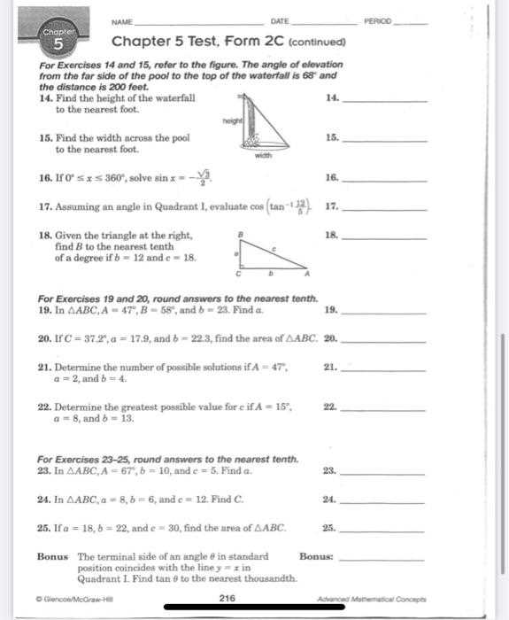 glencoe geometry chapter 6 test form 2c answers