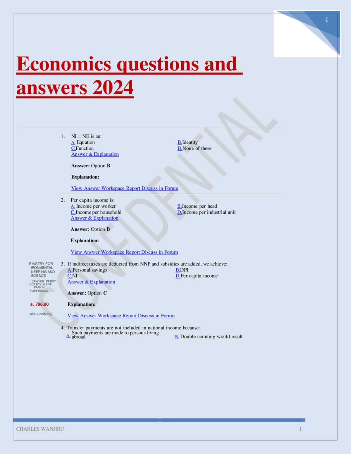 economics exams questions and answers