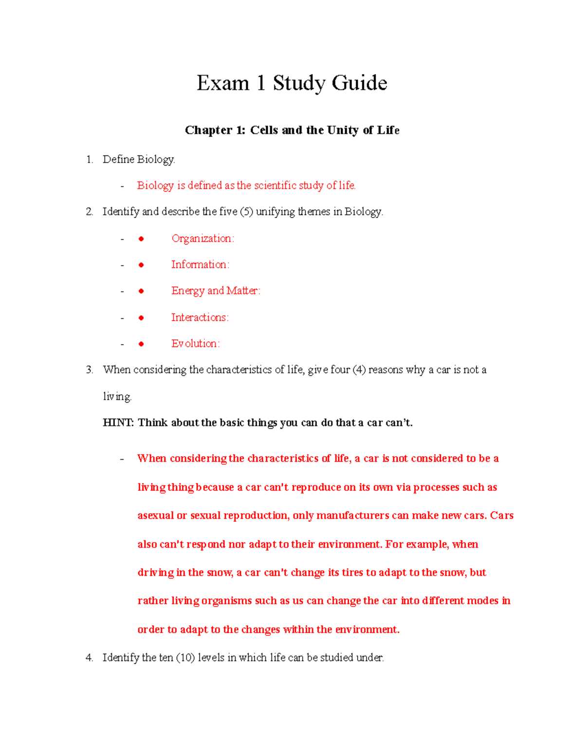 biology chapter 1 test answer key