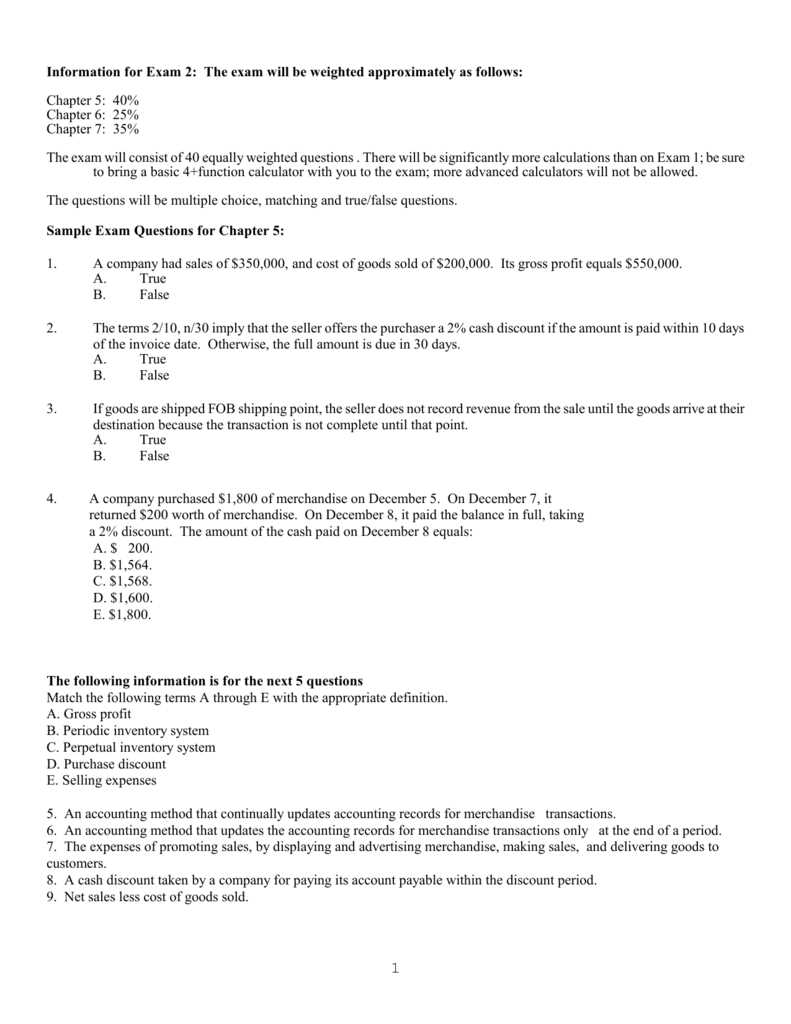 accounting exam questions and answers