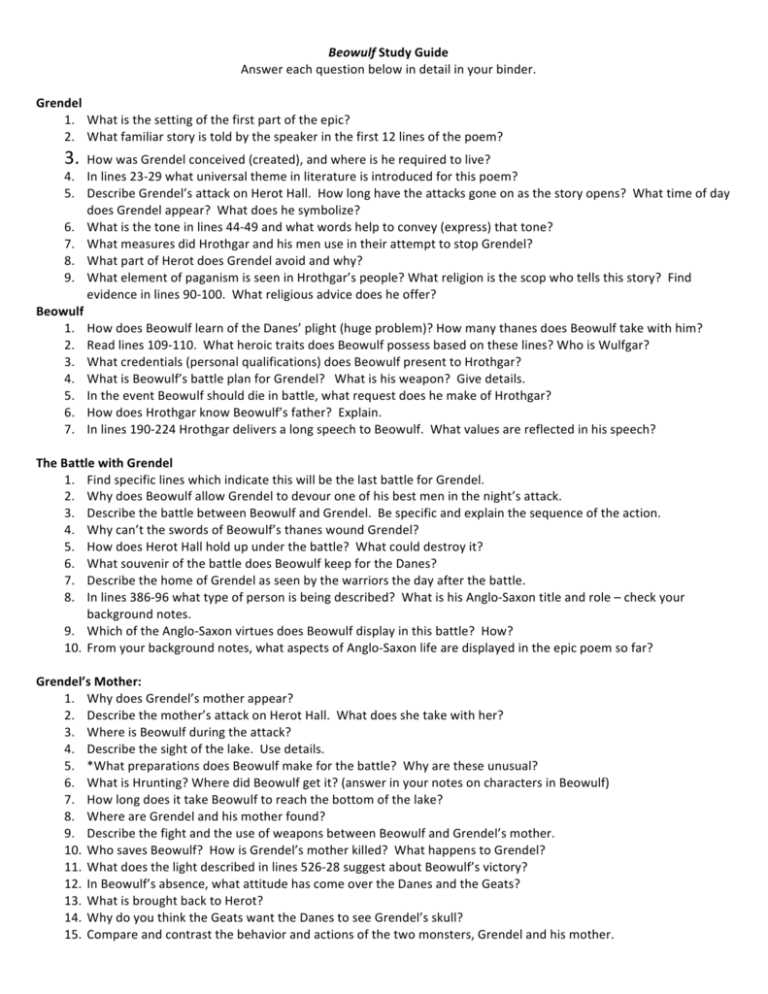 grendel test answers