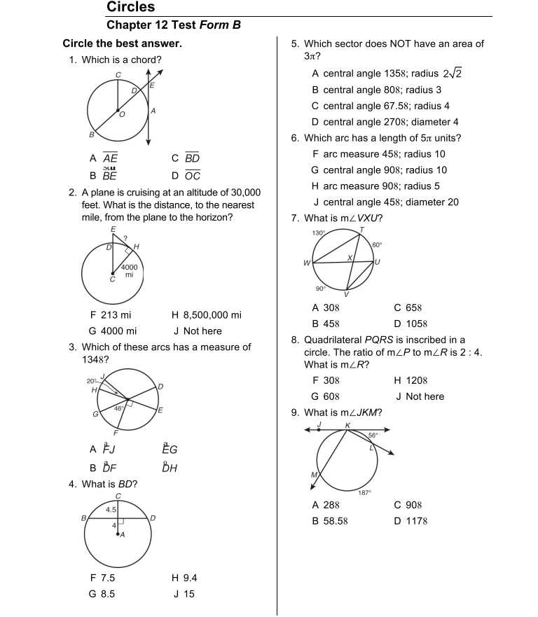 chapter test form a answer key
