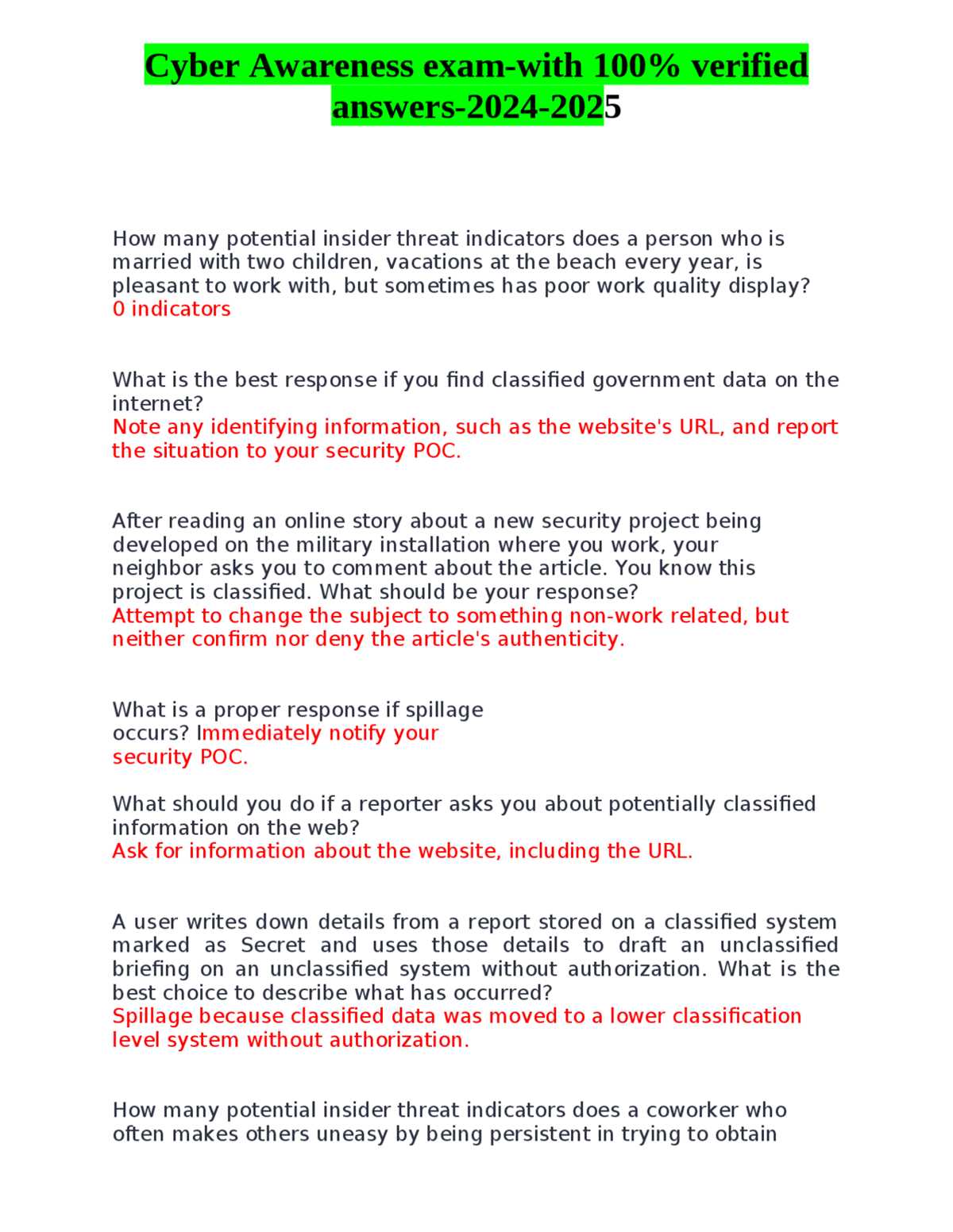 information assurance awareness exam answers