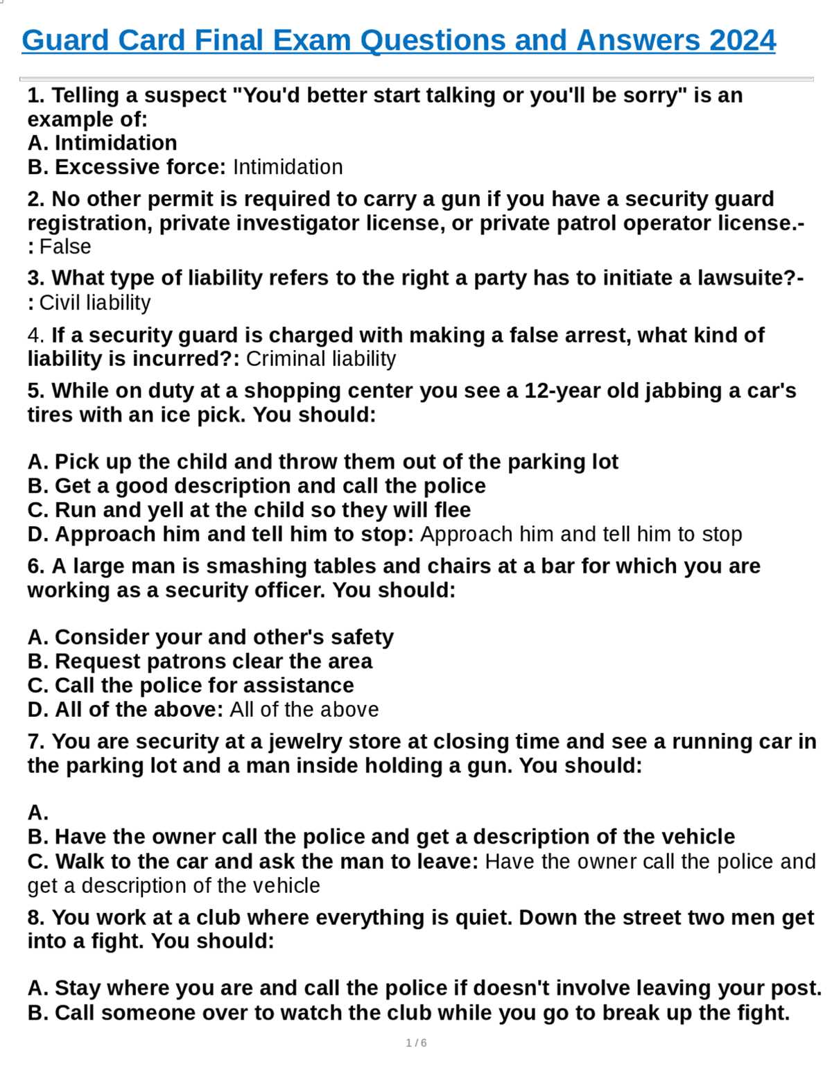 guard card final exam answers