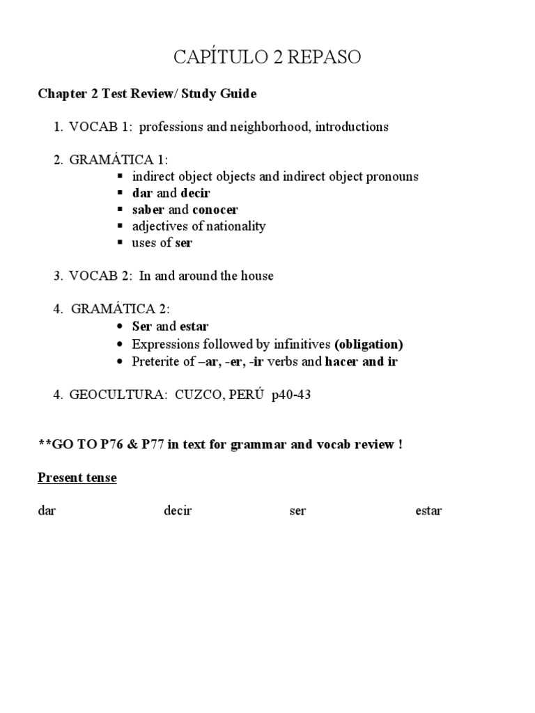 chapter assessment examen del capitulo 2a answers