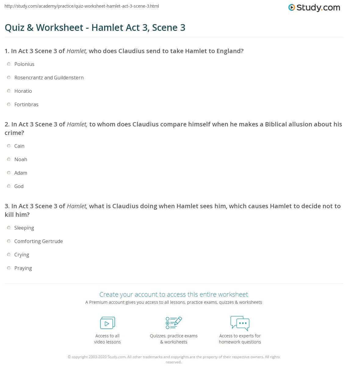 hamlet test answers