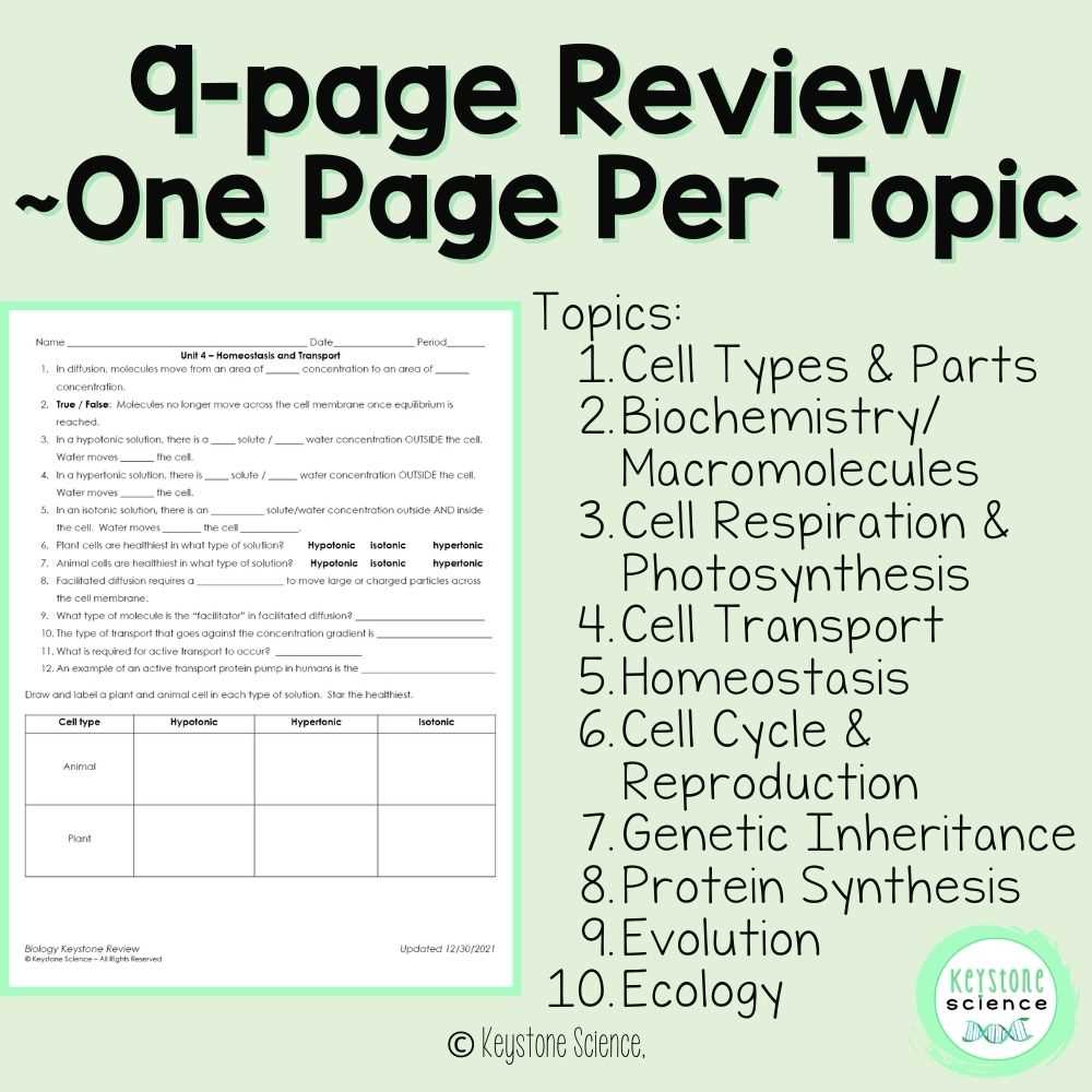 keystone biology practice test answers