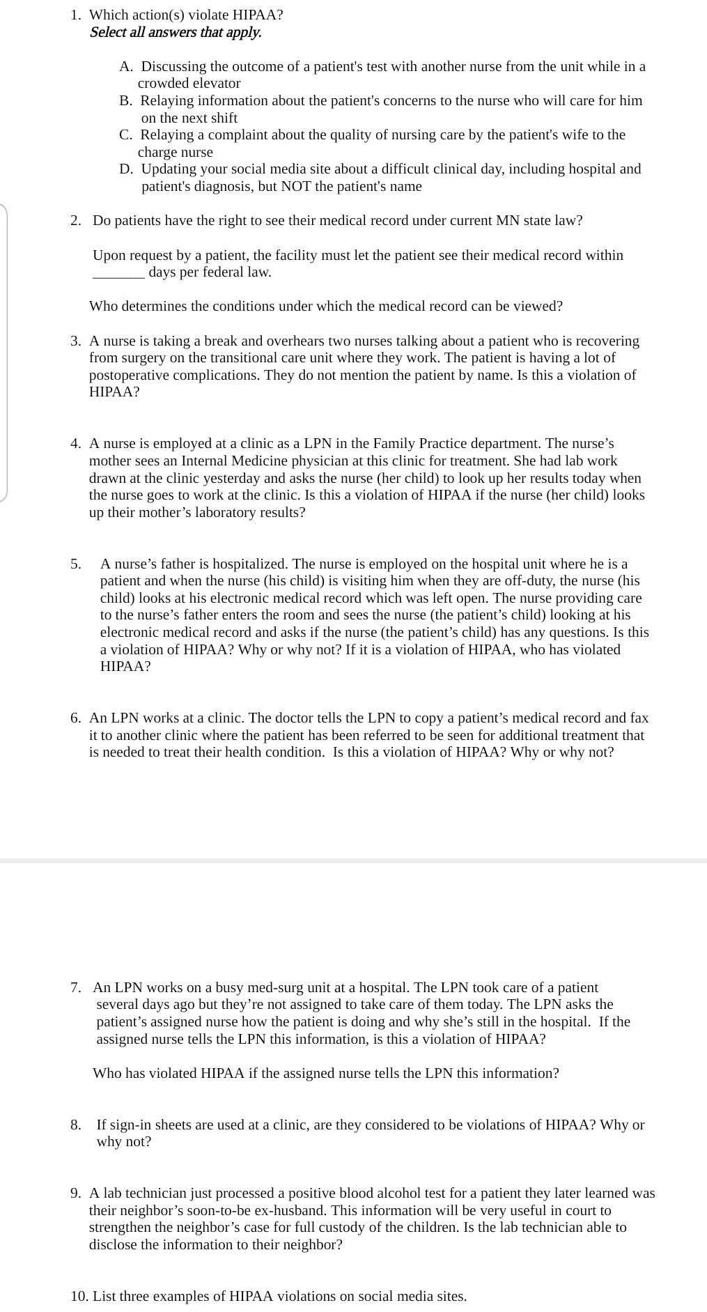 hipaa exams answers
