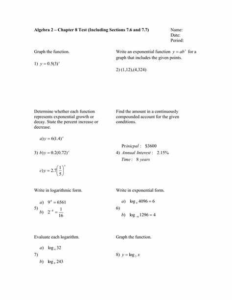 holt algebra 1 chapter 8 test answers