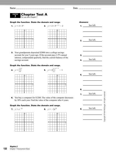 holt algebra 2 chapter 5 test answers
