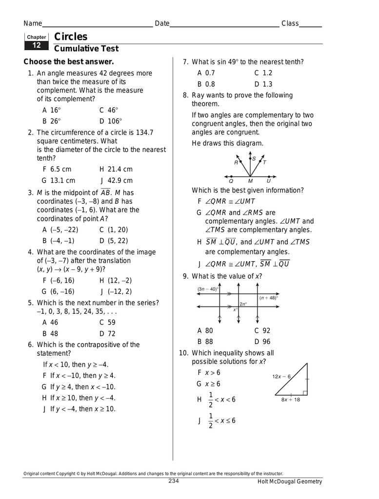 holt mcdougal geometry chapter 4 test answers