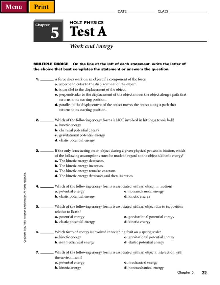 holt physical science test answers
