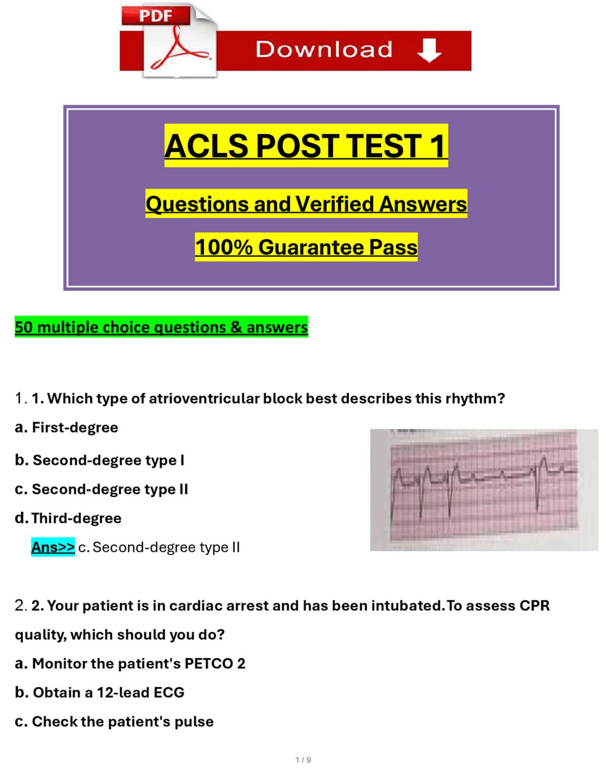 acls aha test answers