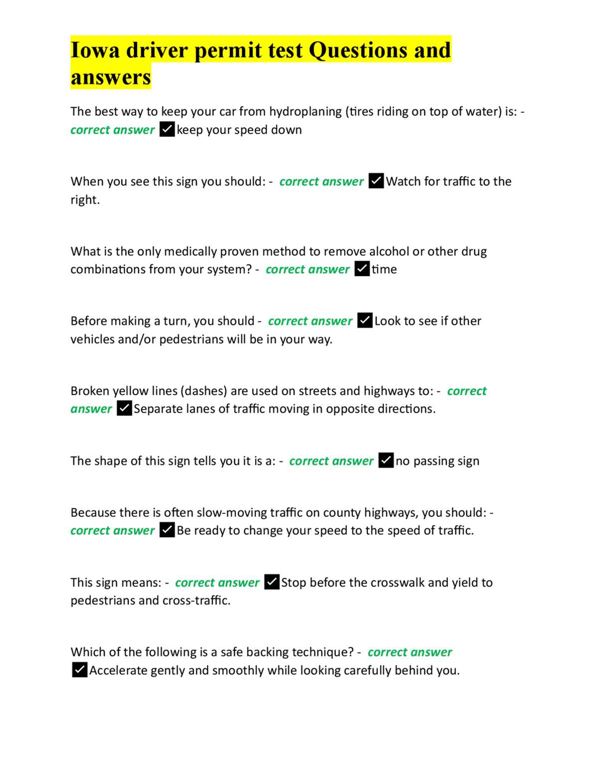 how many answers to pass permit test