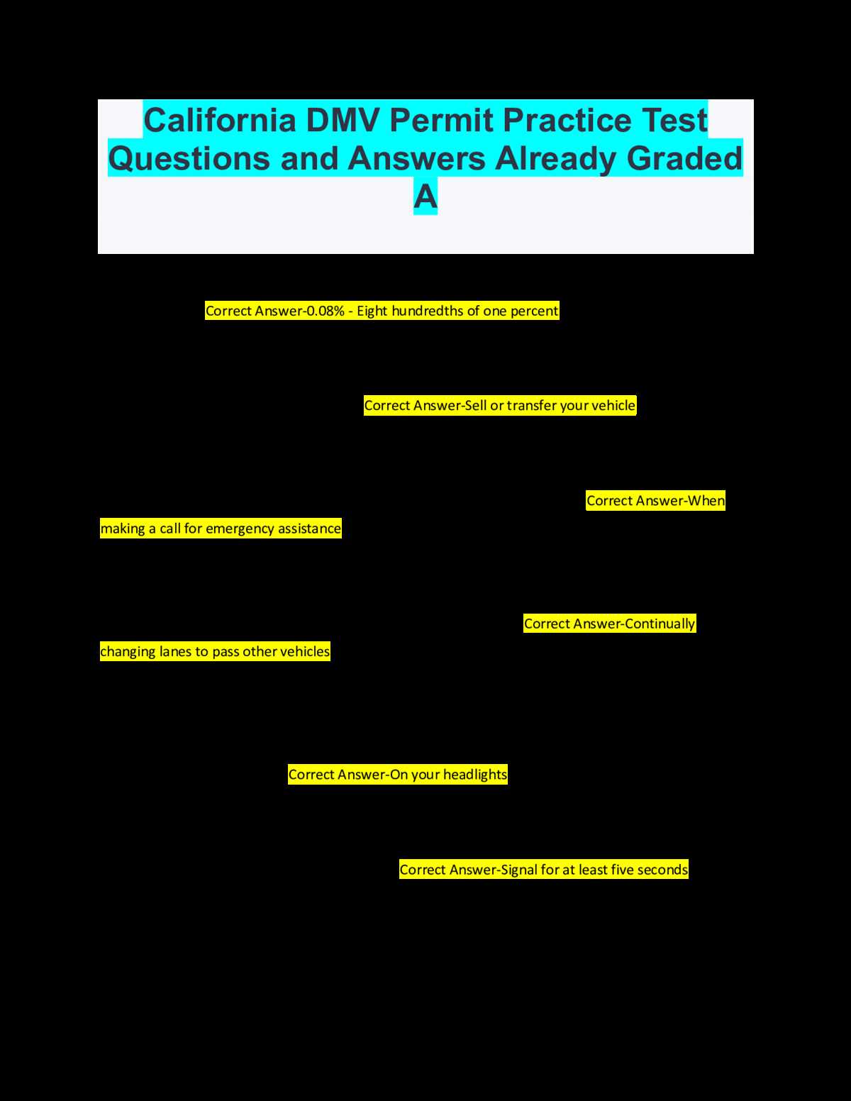 how many correct answers to pass dmv test california