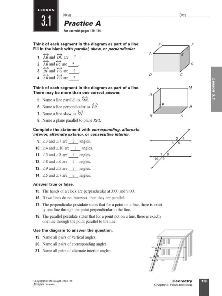 chapter 3 test b geometry answers
