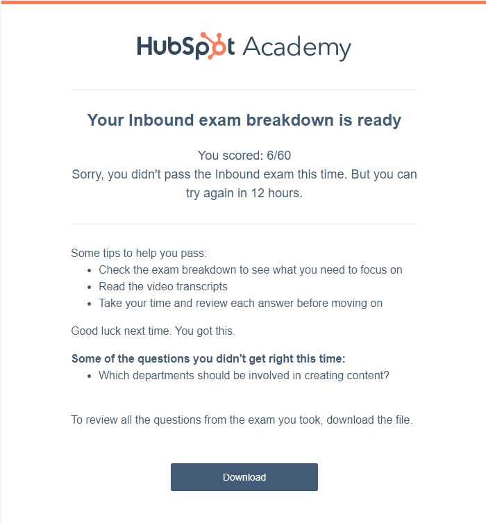 hubspot email marketing exam answers