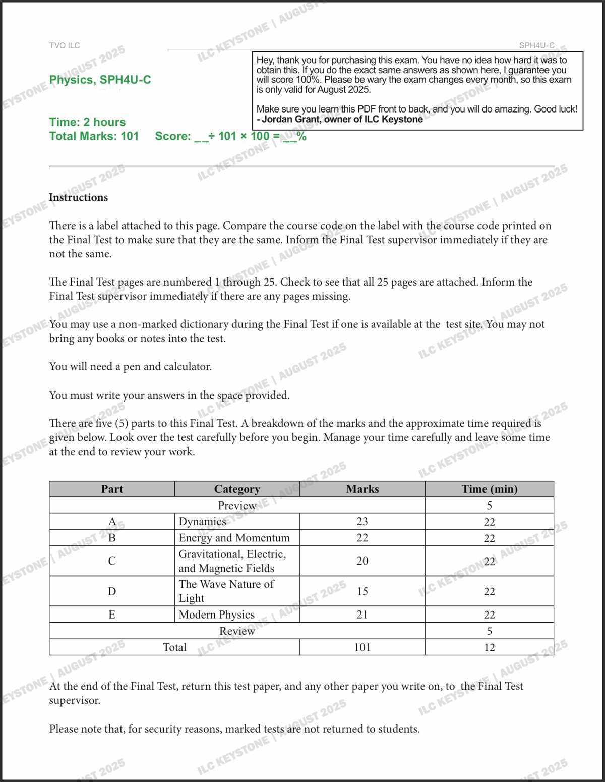 biology keystone exam answer key