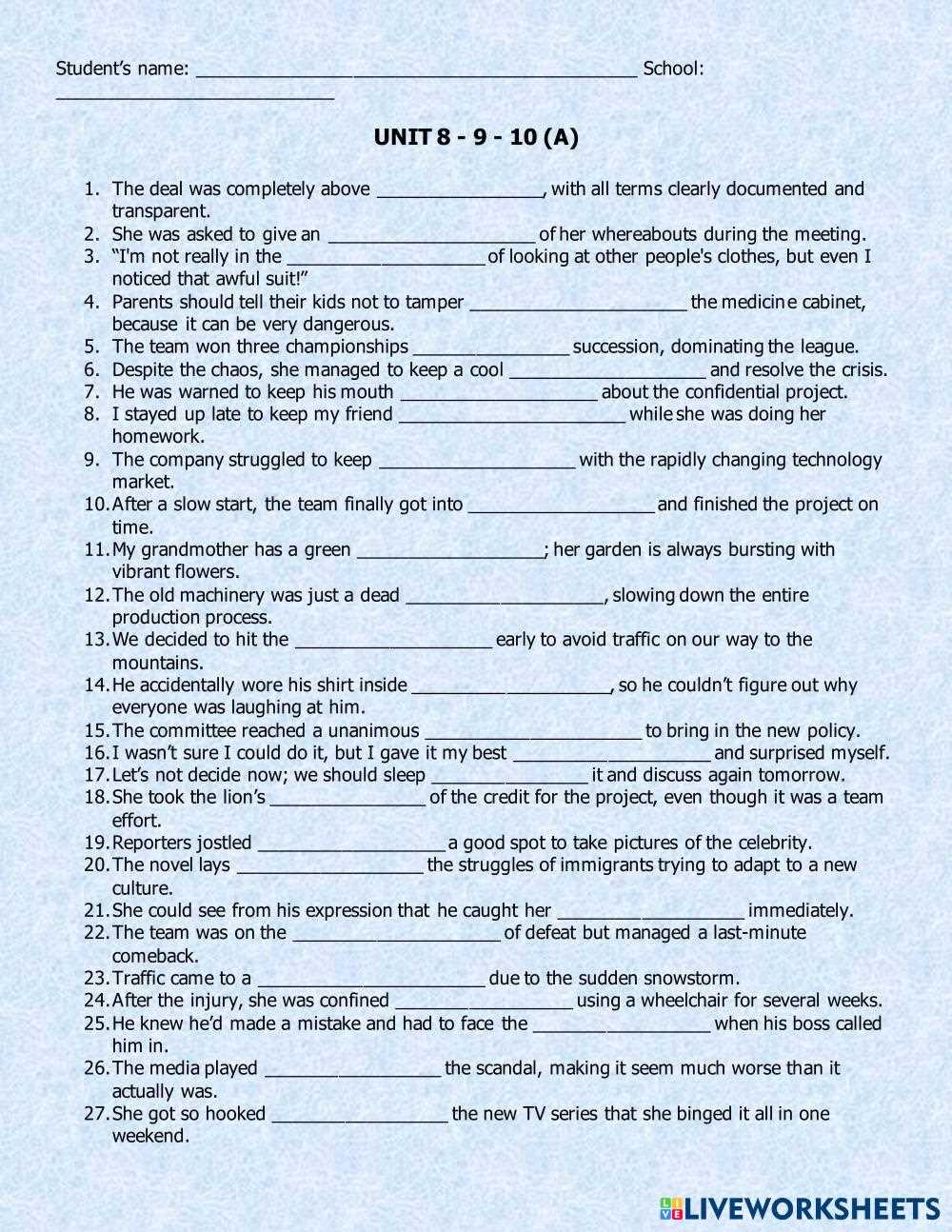 i 9 test answers