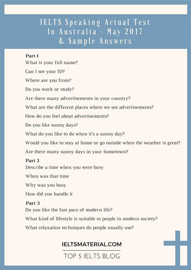ielts speaking test part 1 sample questions answers