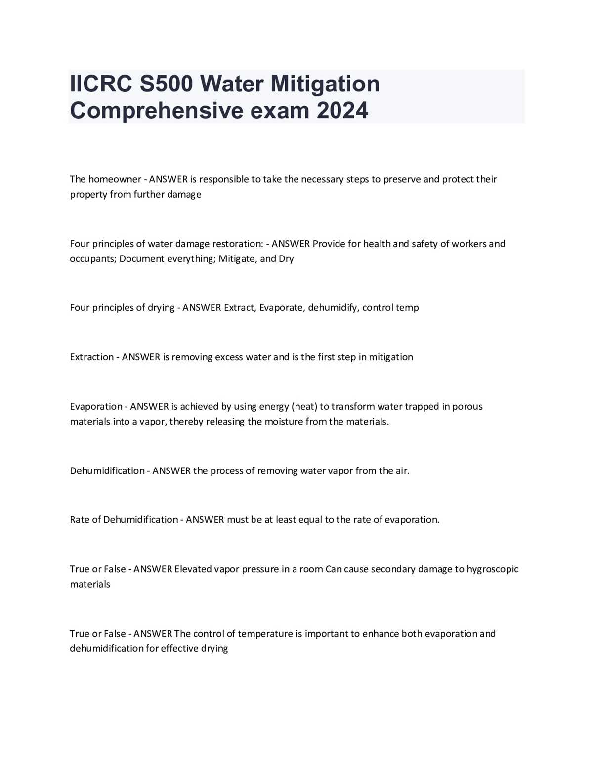 iicrc wrt exam answers