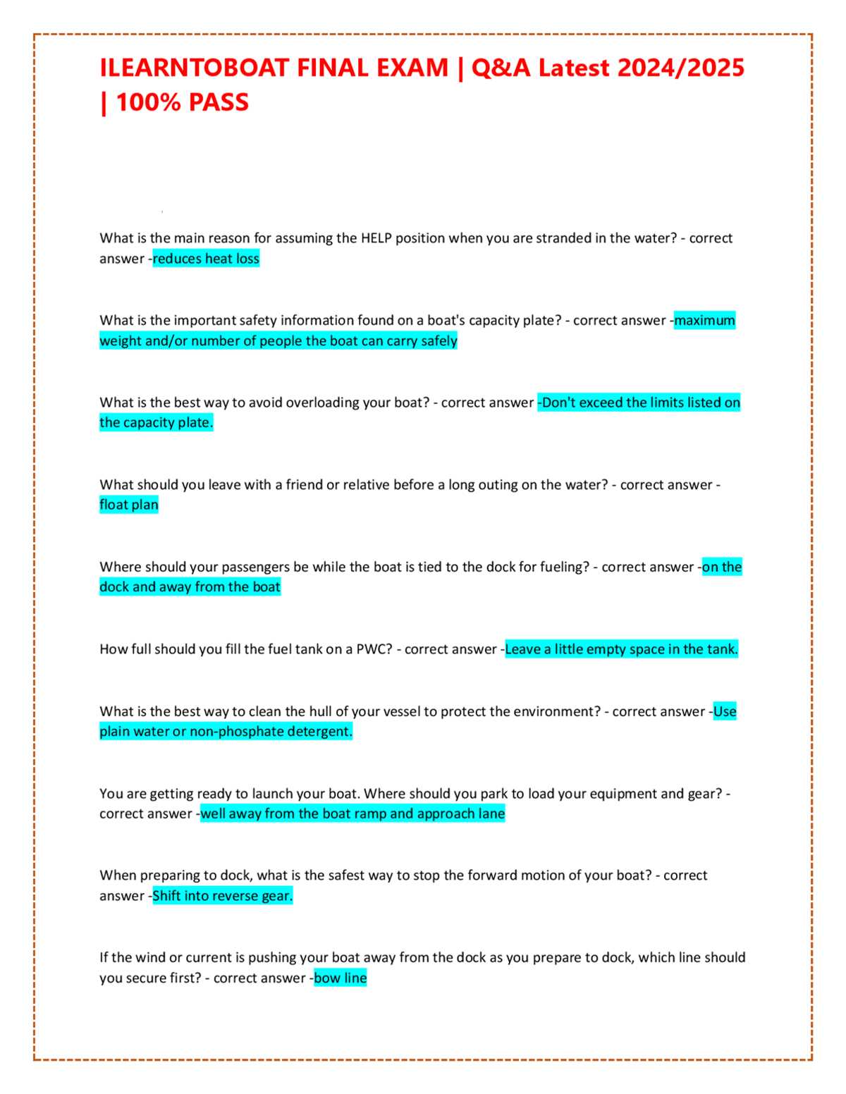 ilearntoboat certification exam answers