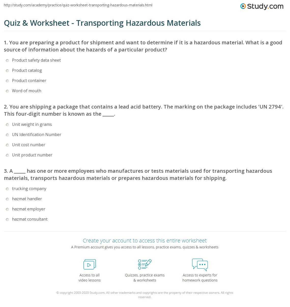 hazmat exam answers