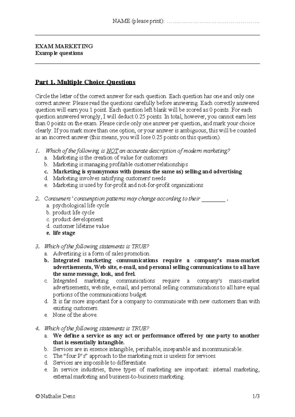 integrated marketing communications exam questions and answers