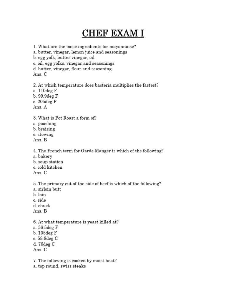 intro to culinary arts final exam answers