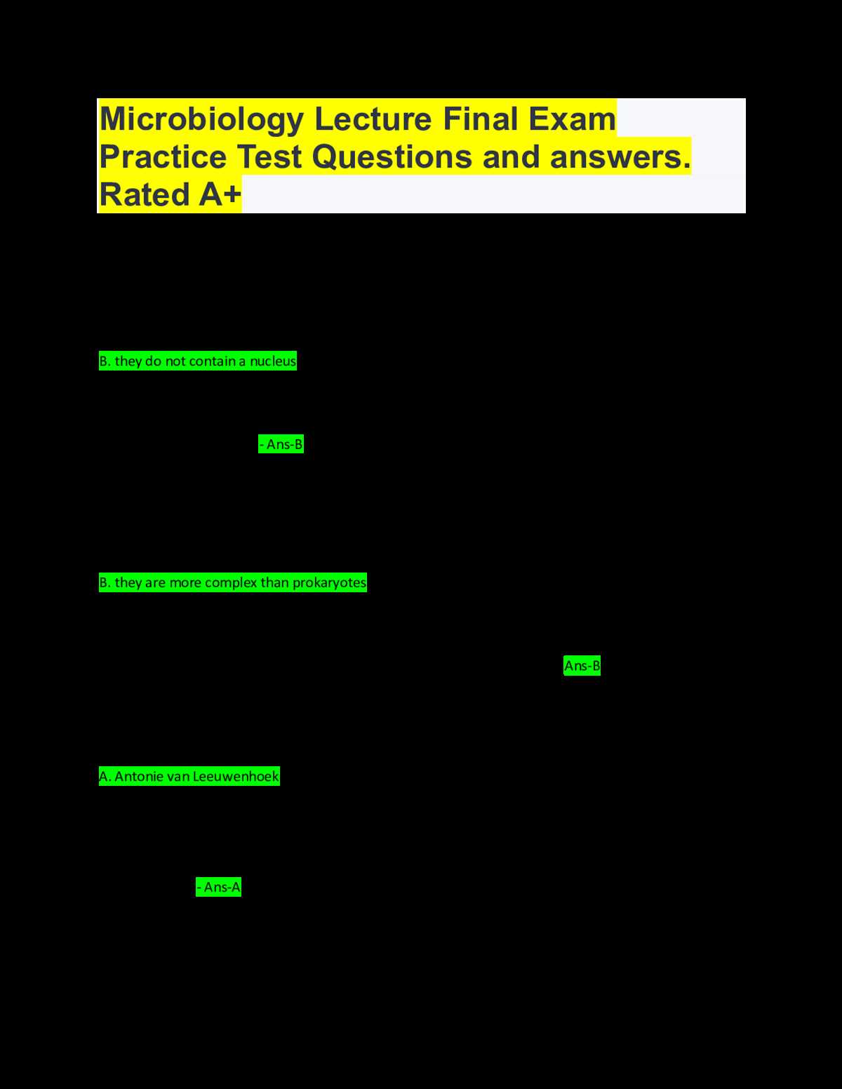 introduction to microbiology exam questions and answers