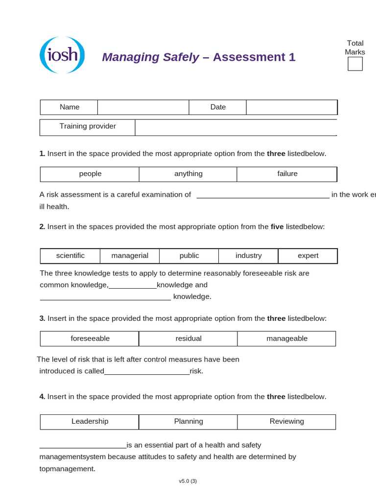 iosh managing safely exam answers