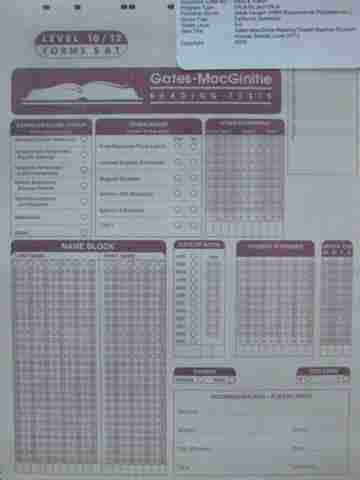 gates macginitie reading test answers