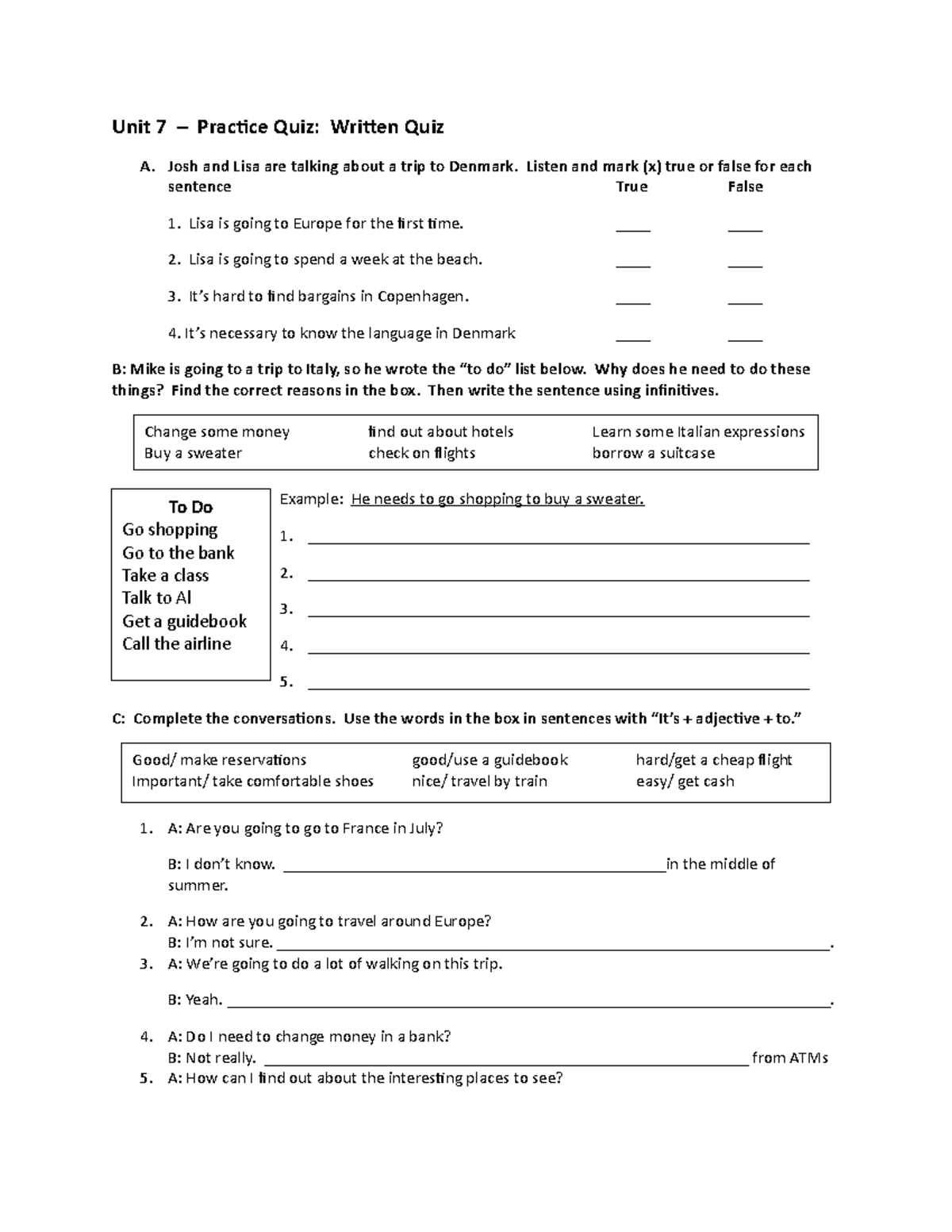 joshuas law unit 7 exam answers