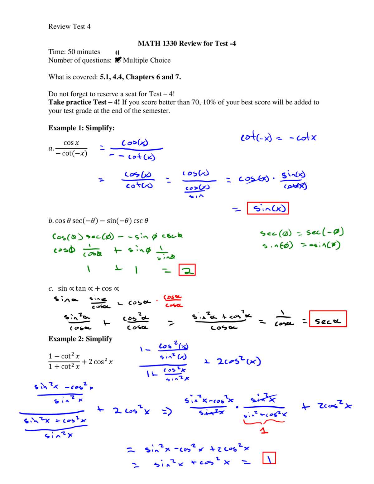calculus final exam with answers
