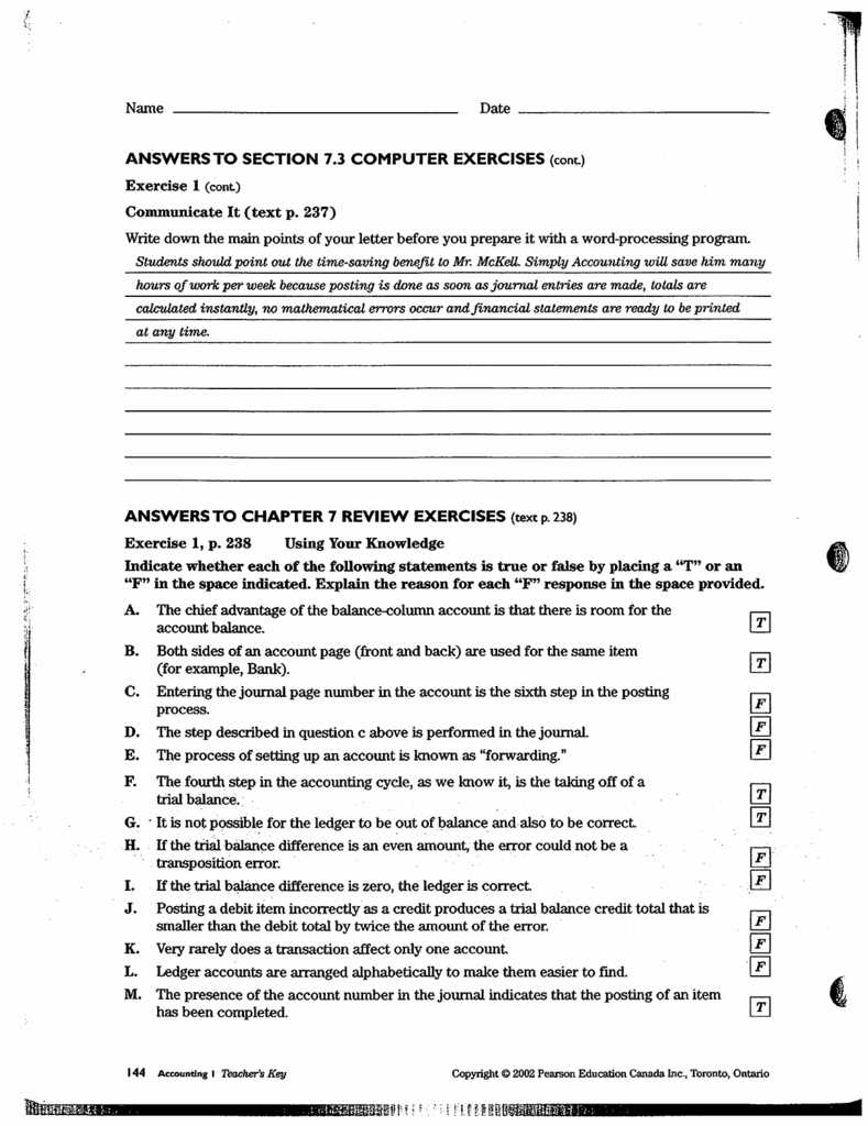 accounting chapter 9 test answer key