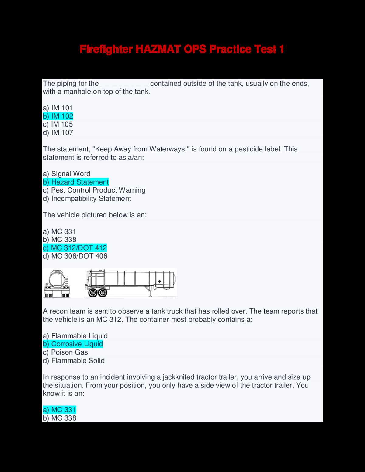 dmv hazmat test answers