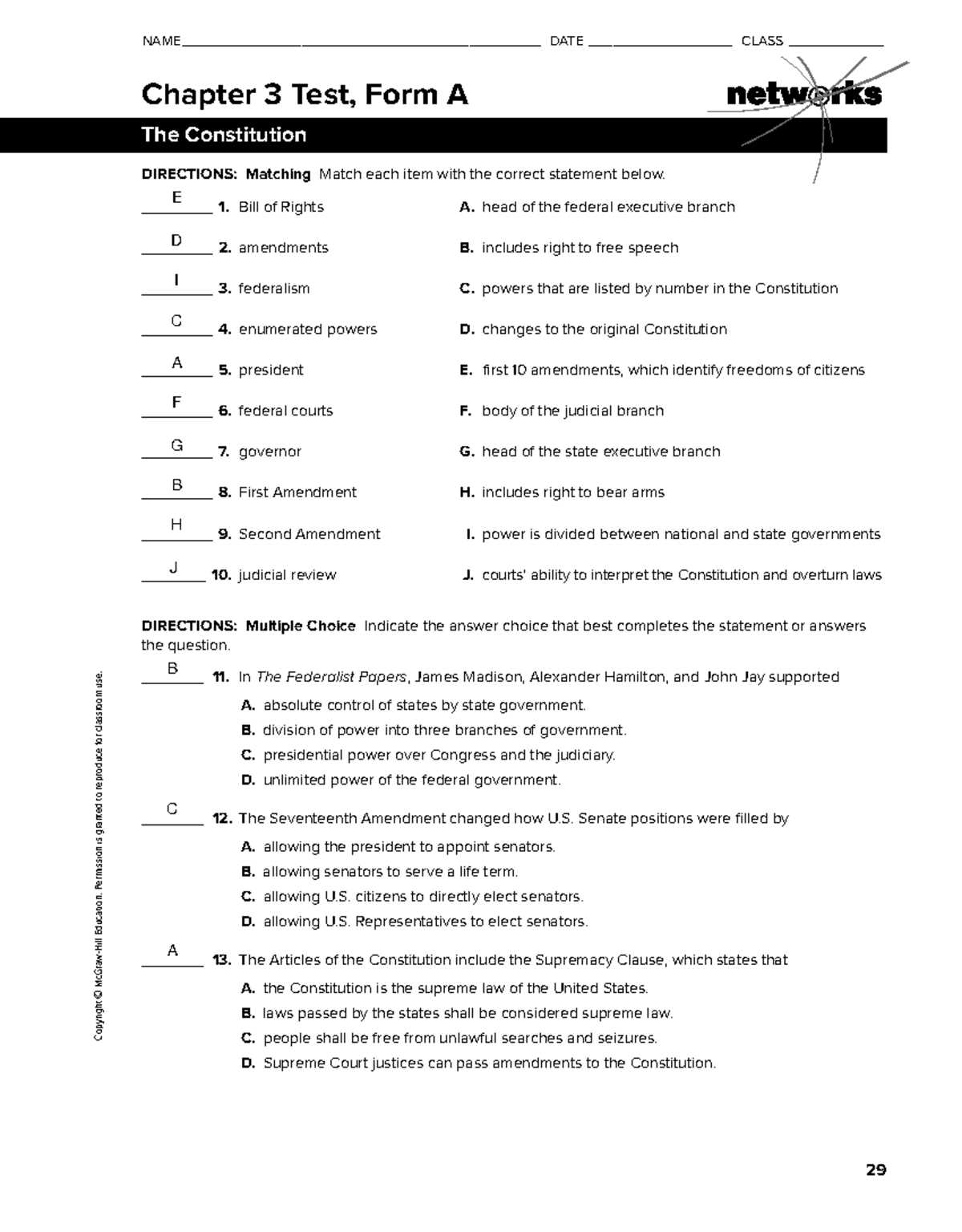 government chapter 11 test answers