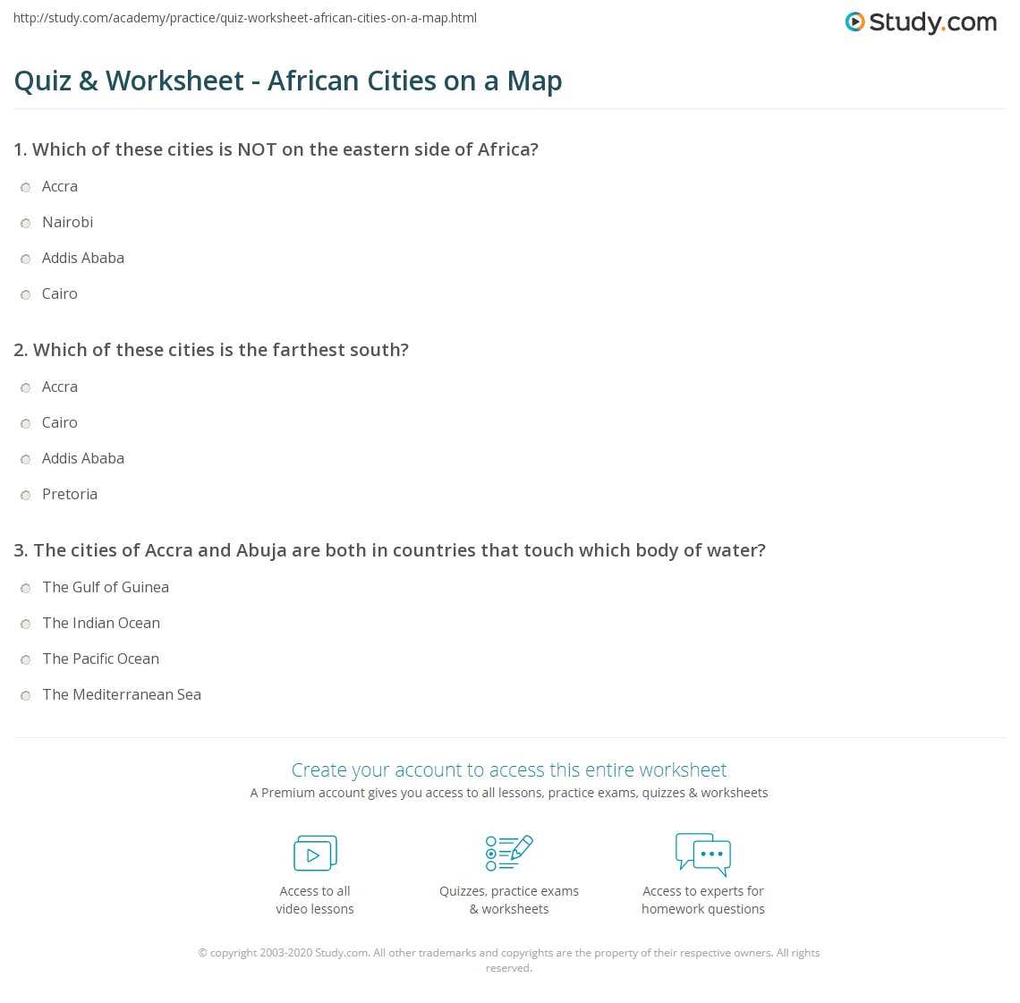 africa map test answers