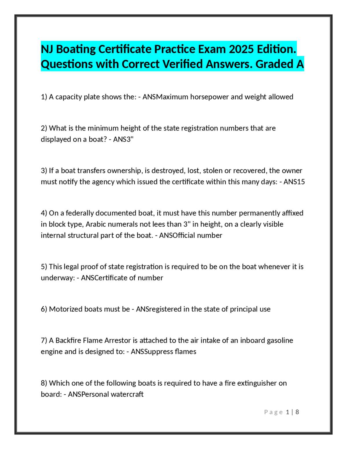 nj boating exam answers