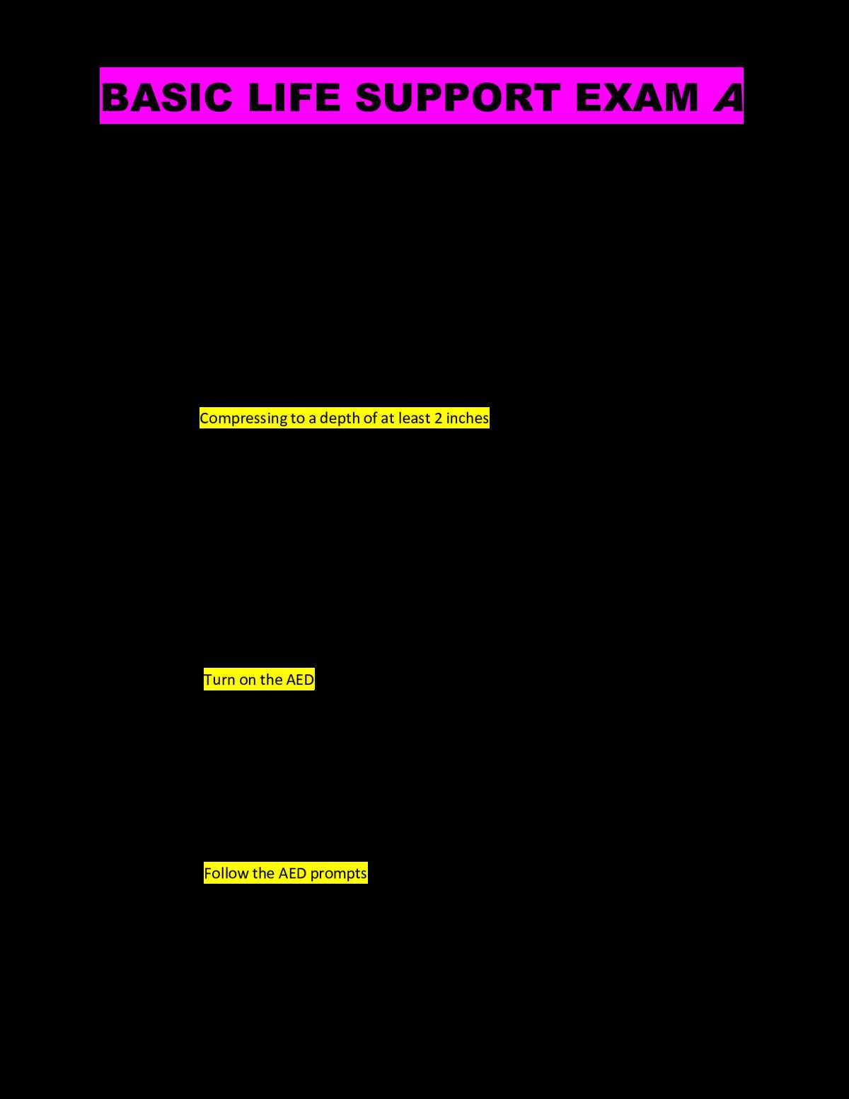 aha basic life support exam c answers