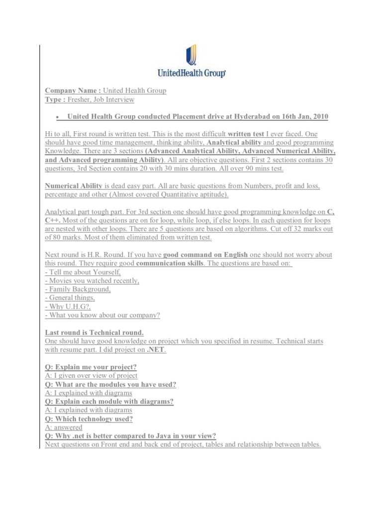 united healthcare assessment test answers
