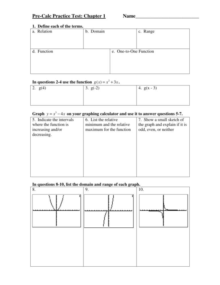 pre calc test answers