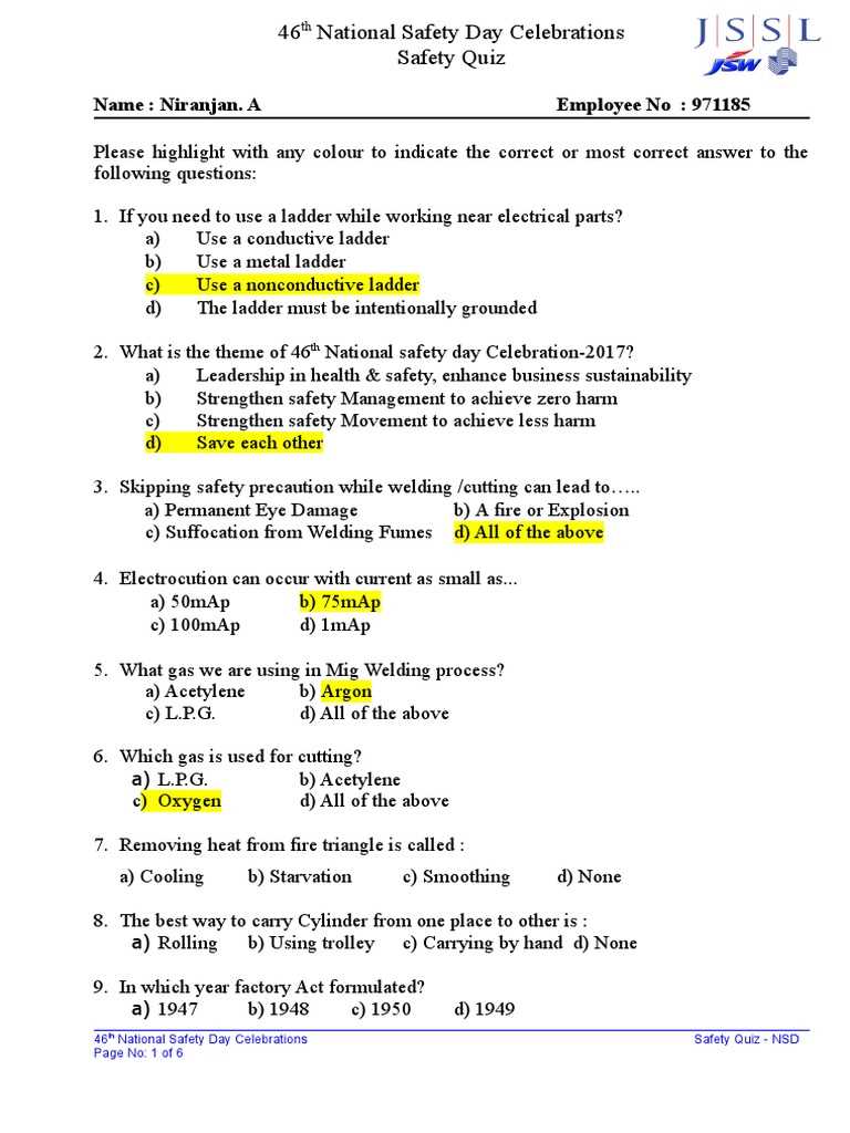safety exam questions and answers safety exam questions and answers