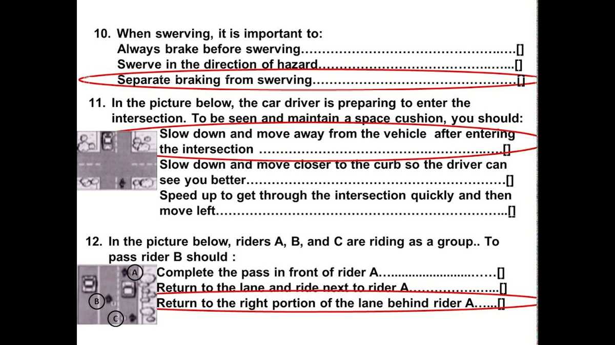 california motorcycle test answers