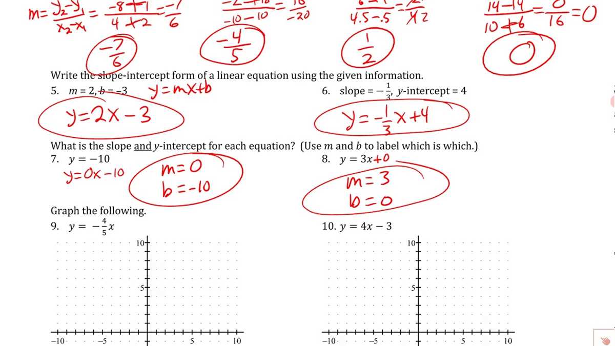 linear equations unit test answers