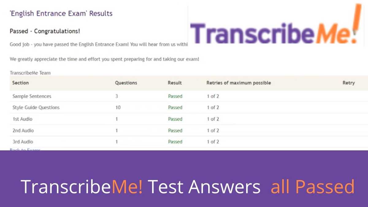 literably transcription test answers
