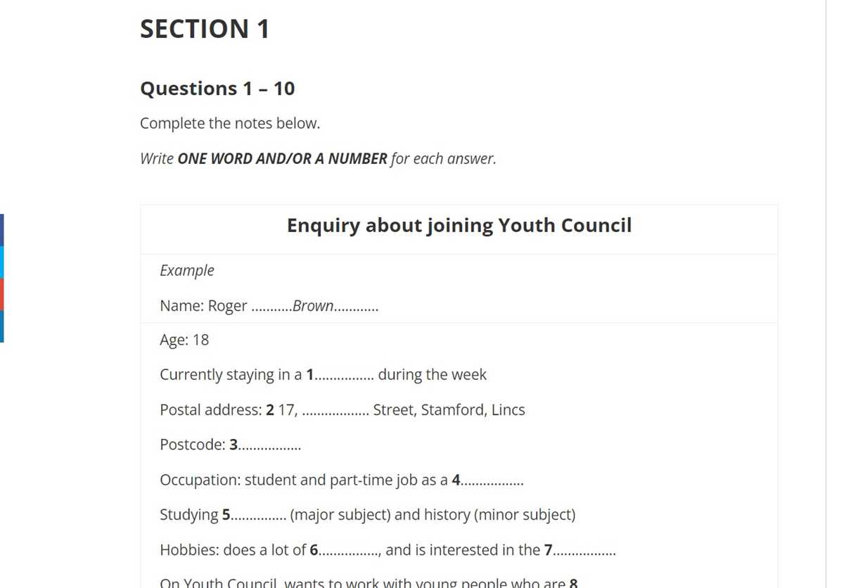 ielts practice listening test 2   part 1 answers